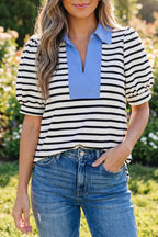 Lina Block Polo Collar Blouse