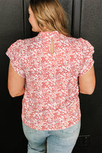 Jamie Plus Size Floral Print Ruffled Sleeve Frilled Neck Blouse