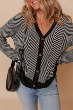 Nylah Stripe Front Herringbone Cardigan