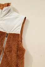 Elizabeth Patchwork Zipper Stand Vest