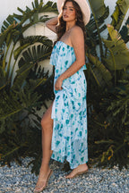 Arleth Floral Ruffled Side Slit Tube Top Dress