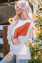 Isabella Stitching Irregular Hem Long Sleeve Top