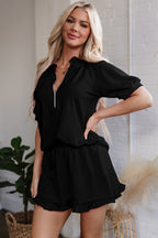 Laylani Puff Sleeve Top and Ruffled Shorts Set