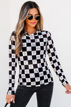 Rosalina Pattern Mesh Mock Long Sleeve Top