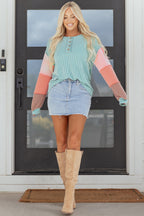 Aria Knit Colorblock Henley Top