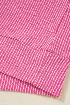 Bonbon Spiral Ribbed Exposed Seam Detail Plus Size Long Sleeve Top