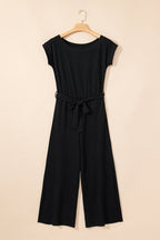 Georgina Checkered Mesh One Shoulder Short Sleeve Jumpsuit