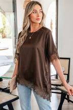 Saige Short Sleeve Satin Top
