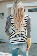 Annie Stripe Button Henley Top