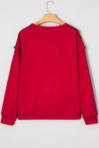 Seramya Striped Detail Varsity Sweatshirt