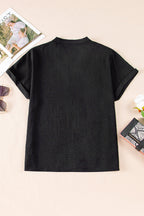 Lilla Notched Neck Batwing Sleeve Lightweight Blouse
