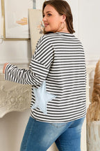 Sevyn Contrast Star Stitched Long Sleeve PLUS Top