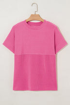 Madison Plain Corded Knit Mock Neck Top