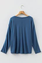 Gabriela Solid Color Patchwork Long Sleeve Top