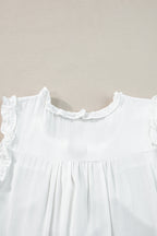 Savan Button Split Neck Ruffled Trim Tank Top