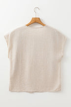 Louisa Embroidered Short Sleeve Tassel Tied Blouse