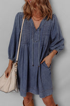 Autumn Tied Pleated Mini Dress