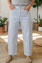 Icelynn Stripe Casual Barrel Jeans