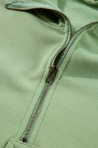 Kate Fleece Lined Half Zipper Kangaroo Pockets Loose Hoodie
