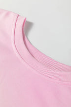 Pink Colorblock Patchwork Drop Shoulder Plus Size Sweatshirt