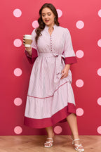 Charlee Hem Pinstriped Midi PLUS Dress