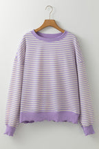 Angie Stripe Loose Drop Shoulder Long Sleeve Top