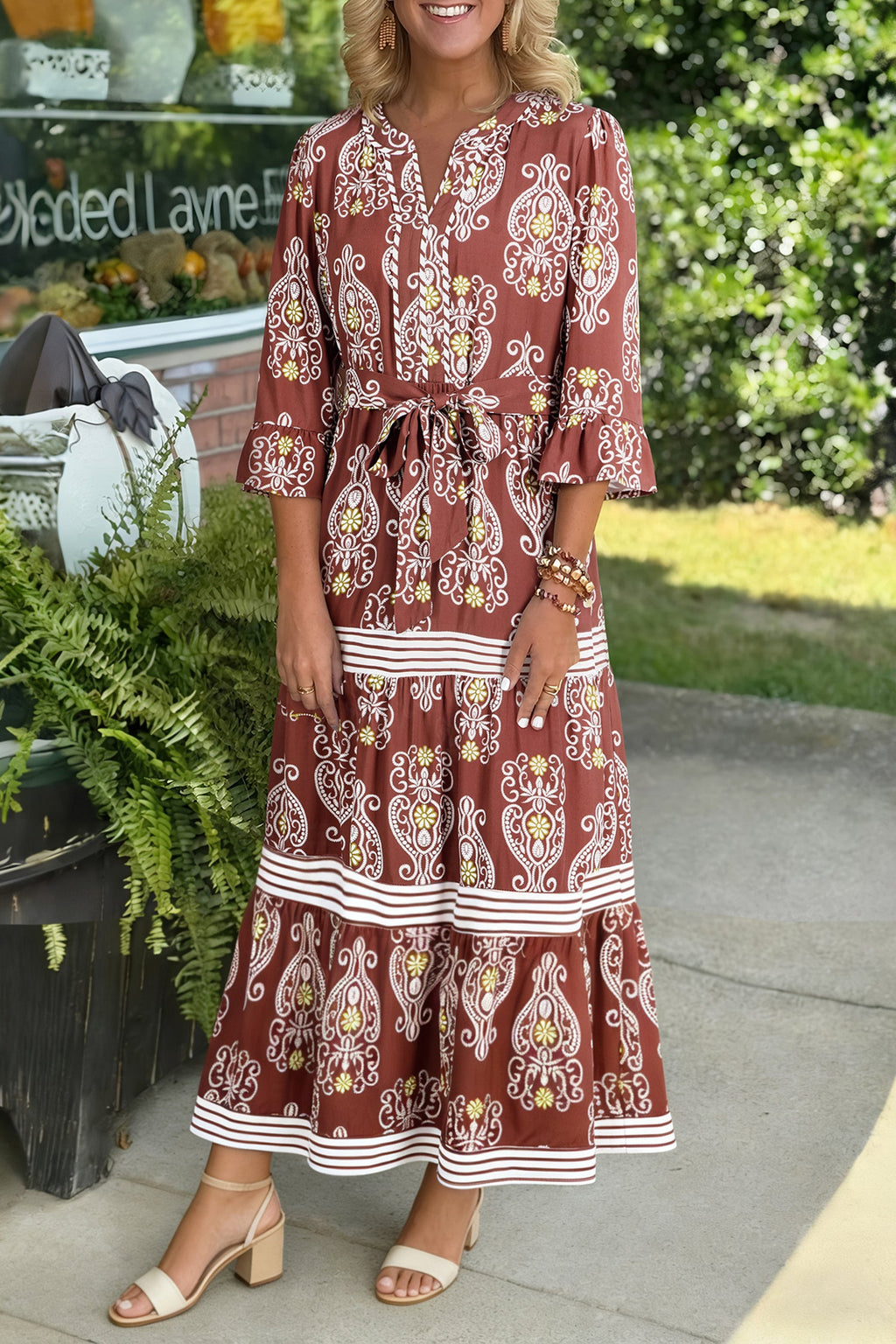 Katie Trim Tiered Maxi Dress
