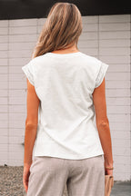 Ivy Lace Patchwork Cap Sleeve Round Neck Top