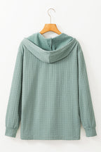 Mandy Textured Drawstring Hooded Long Sleeve Top