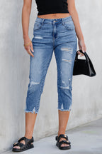 Georgia Skinny Distressed Capri Jeans