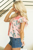 Kori Frilled V Neck Pleated Sleeve Blouse