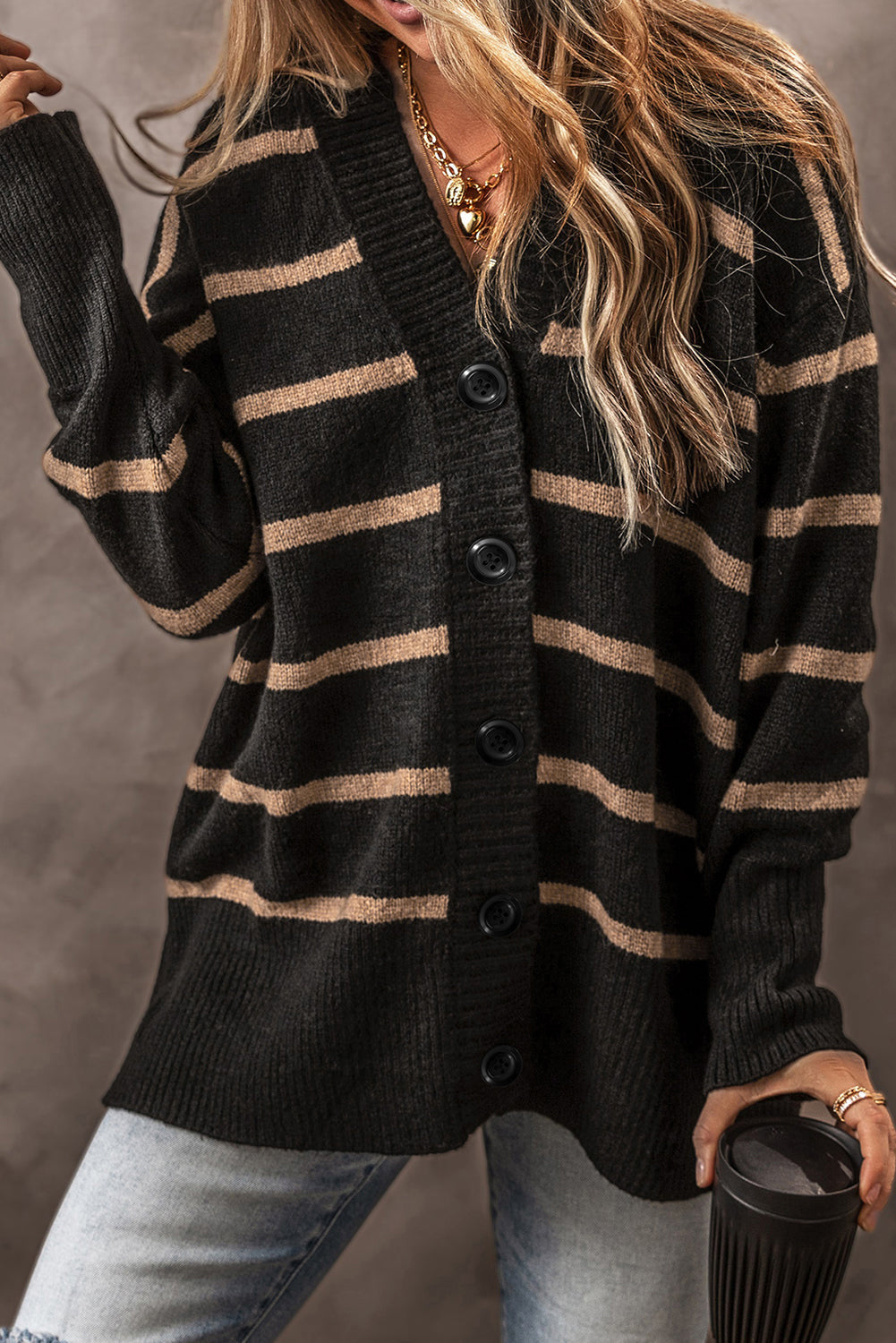 Emakira Drop Shoulder Loose Cardigan