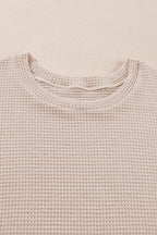Beige Faux Two Piece Knit Patchwork Floral Print Plus Size Top
