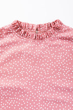 Marlowe Polka Dots Ruffle Flutter Sleeve Frilled Neck Blouse