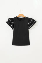 Amani Short Sleeve Textured Blouse