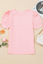 Scarlet Flower Textured Short Sleeve Top.