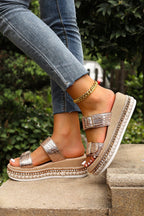 Cattleya Buckle Wedge Platform Slippers