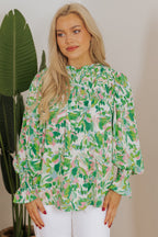 Milena Sleeve Shirred Mock Blouse