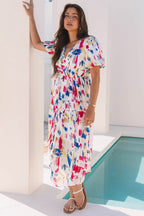 Nyomi Short Puff Sleeve Tiered Maxi Dress