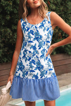 Dior Ruffle Hem Patchwork Dress