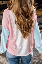 Louise Color Block Corded Long Sleeve Top