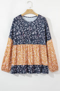 Cecilia Floral Ruffled Hem Round Neck Blouse