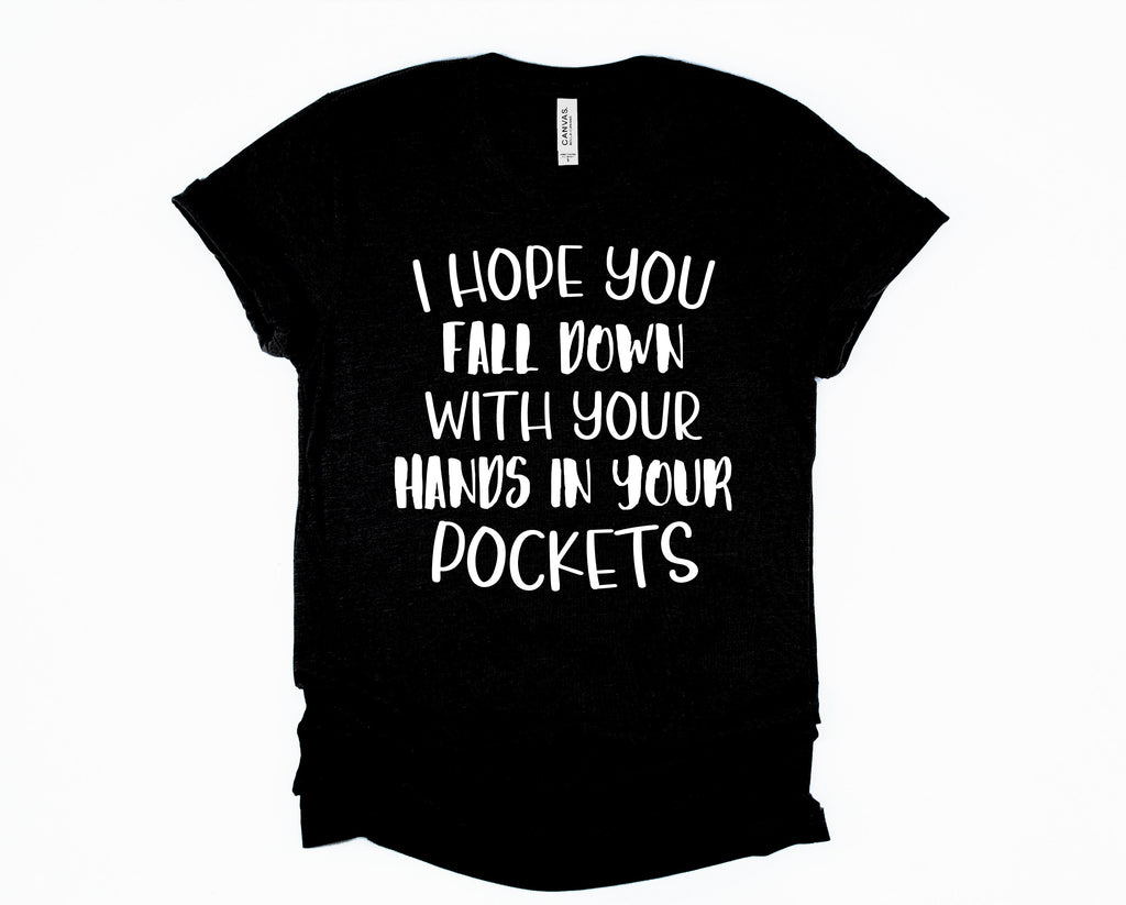 Wholesale I Hope You Fall Down Graphic Tee - White