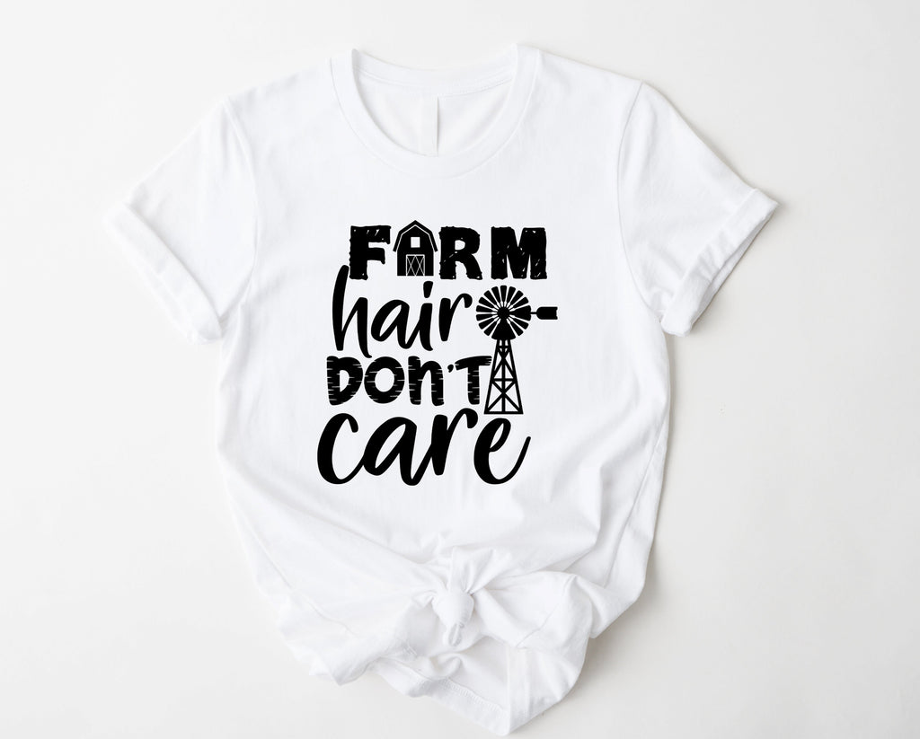 Wholesale Farm Hair Graphic Tee - White