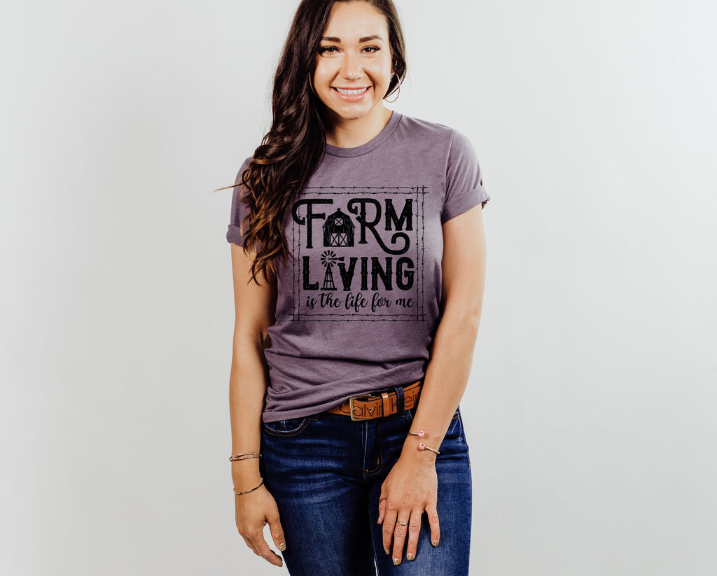 Wholesale Farm Living is the Life For Me Graphic Tee - Pink
