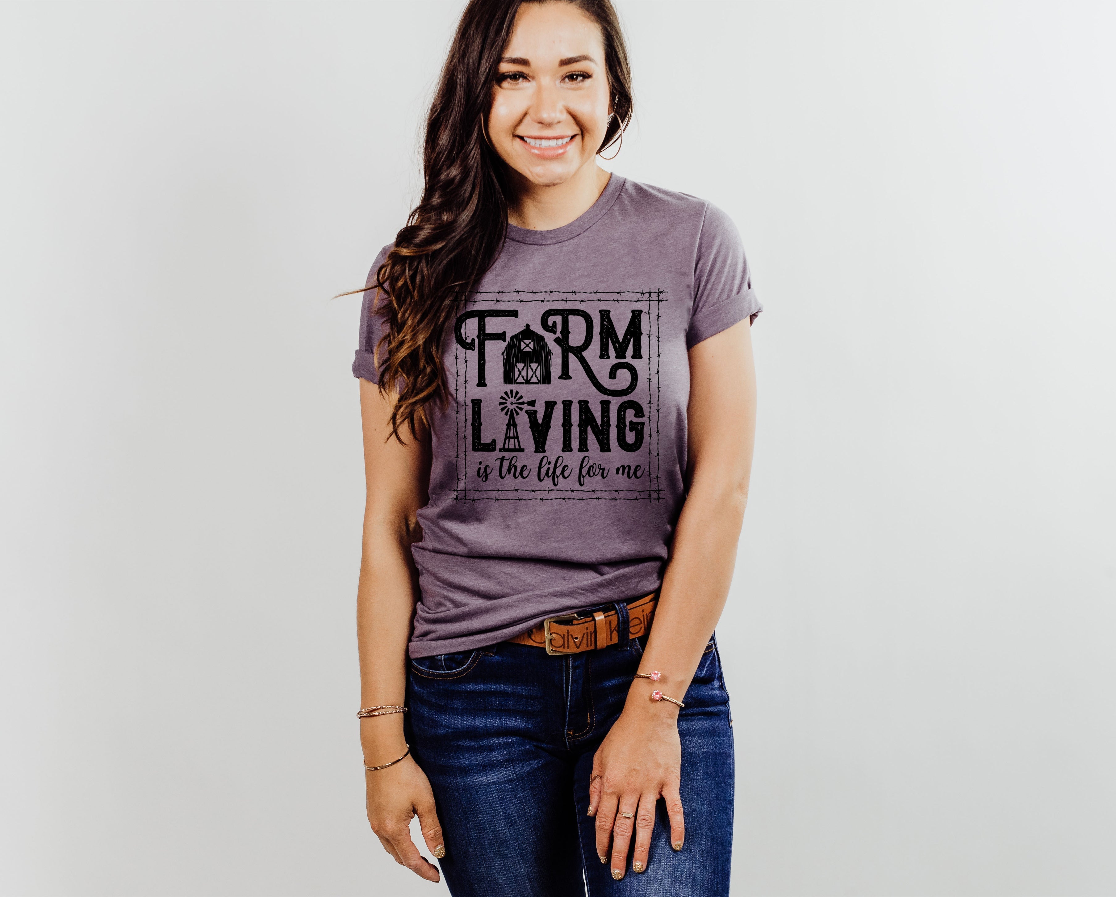 Wholesale Farm Living is the Life For Me Graphic Tee - Pink