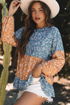 Cecilia Floral Ruffled Hem Round Neck Blouse