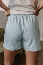 Bianca Light Wash Pocketed Wide Leg Shorts