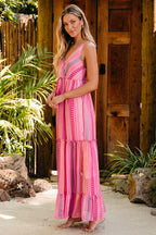 Clover Western Tassel Tie V Neck Wrap Maxi Dress