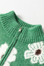 Maria Floral Half Zip Drop Shoulder Sweater